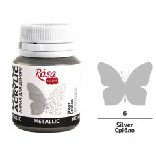 Краска акриловая для декора металлик ROSA Talent Deco Acrylic 20 мл 56 Серебро